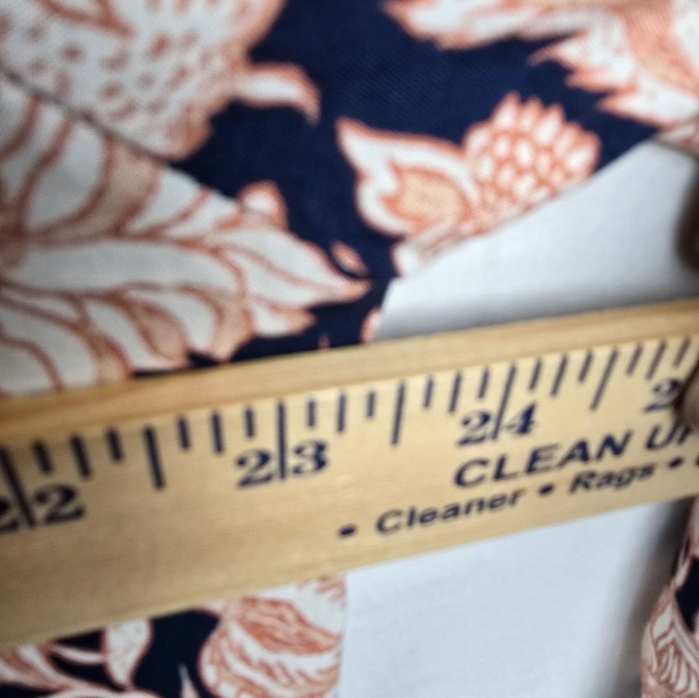 Lucky Brand Puff Sleeve Floral Navy and Peach Women's Shirt Sz XXL - Picture 7 of 8